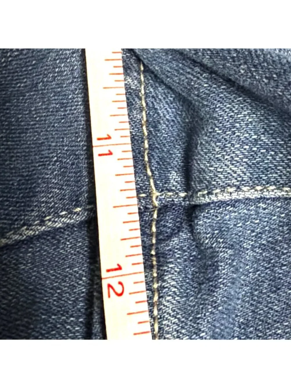 Denim Blue Distressed High-Waisted Shorts With Cuffed Hem Size 16 By D.Jeans - Picture 5 of 6